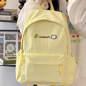 Japanese ins style casual canvas backpack light yellow cute school bag for students.