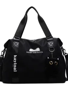 Schwarze Reise-Duffel-Tasche für Damen, große Sport-Fitness-Tasche, Freizeittasche.