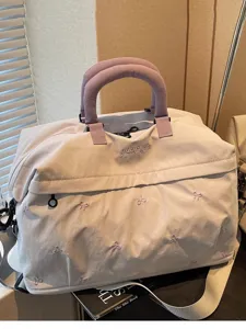 Large Capacity Expandable Travel Bag Women Men Waterproof Nylon Weekender Bag Gym Sport Duffel Bag With Embroidery Bow