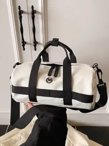 Kleine waterdichte sport yoga fitness cilinder reistas en duffelbag in wit zwart