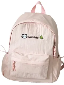 Japanese style pink casual backpack for women, cute school bag for high school students.