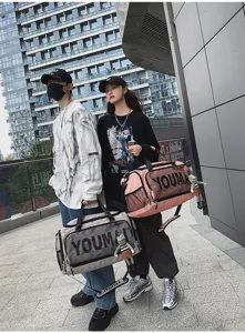 Large capacity travel duffel bag for men and women, multi-functional fitness gym sports bag.