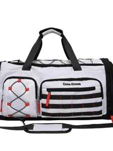 Large capacity sports duffel bag, multifunctional travel luggage with pockets and straps.