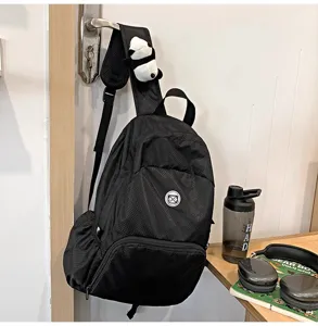 Lightweight waterproof casual backpack black travel daypack for men women daily school bag