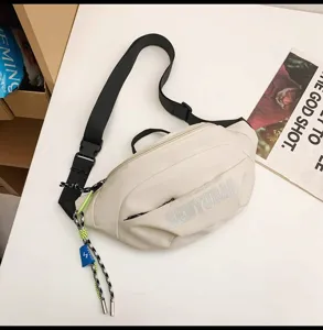 Casual waterproof waist bag for men and women, stylish chest crossbody bag with adjustable strap.