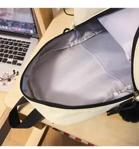 Lightweight casual backpack interior detail view, minimalist style school bag for daily use.