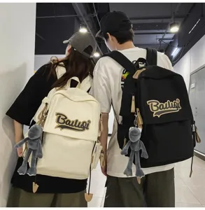 Casual canvas backpack for students and travel, large capacity couple style book bag.