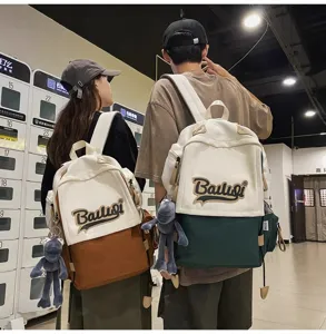 Large capacity canvas backpack for men and women student school bag casual couple travel daypack