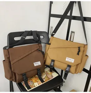 Borsa a tracolla in tela stile giapponese borsa casual di grande capacità per uso quotidiano