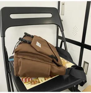 Borsa a tracolla in tela retrò giapponese per uomo e donna, borsa messenger capiente casual.