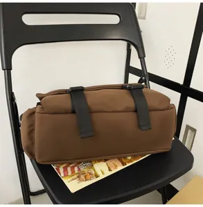 Borsa a tracolla stile lavoro in tela marrone borsa a spalla retrò casual giapponese