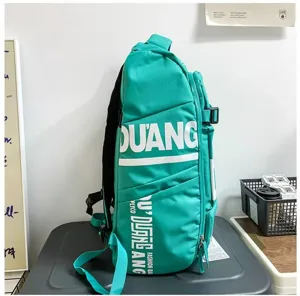 Sac à dos tactique grand capacité en turquoise vif avec impression blanche élégante.