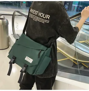 Borsa a tracolla in tela stile giapponese per uomo e donna, grande borsa da lavoro.
