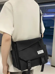 Borsa a tracolla in tela stile giapponese, borsa casual di grande capacità per studenti.
