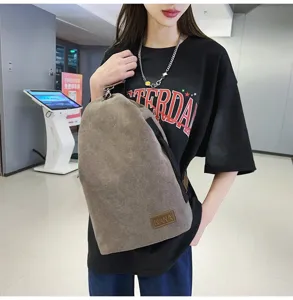 Sac bandoulière toile vintage homme femme, grand sac de poitrine décontracté pour usage quotidien.