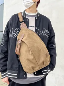 Vintage καμβάς τσάντα στήθους casual χιαστί τσάντα για άνδρες και γυναίκες καθημερινή χρήση
