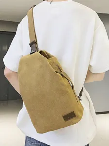 Sac Bandoulière en Polyester Rétro Grande Capacité Sac de Poitrine pour Hommes Femmes Sac à Dos Décontracté Sac de Voyage