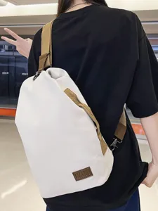 Sac bandoulière en toile vintage pour hommes et femmes, grand sac à dos tendance.