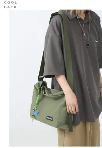 Japanese solid color tooling style canvas crossbody bag minimalist casual messenger bag for daily use