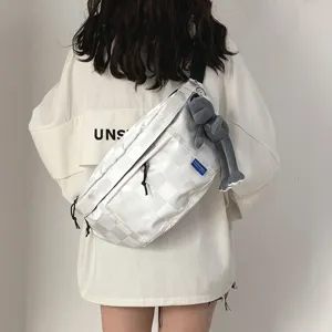 Large Capacity Checkerboard Chest Bag For Women Men Casual Nylon Waist Bag Urban Workwear Sling Bag Crossbody Bag Outdoor