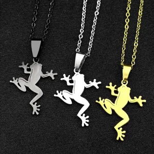 Frosch Anhänger Halskette Aus Edelstahl Süße Tier Charm Halskette Kawaii Frosch Schmuck Trendige Persönlichkeit Halskette Für Damen Herren