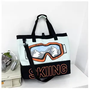 Große Sport-Fitnesstasche für Herren, Reisetasche mit Skibrillenmuster und Schultergurt.
