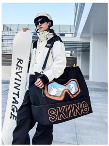 Große Fitness Reisetasche mit Nass-Trocken-Trennung, stilvolle Ski-Ausrüstung Schultertasche.