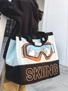 Große Reise-Fitness-Tasche mit Skibrillen-Grafik und Schultertaschen-Design für Herren.