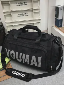 Large capacity black travel duffel bag for men and women gym sports weekend luggage overnight