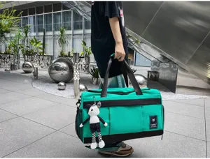Green travel duffel bag large capacity sports fitness bag waterproof weekend overnight bag