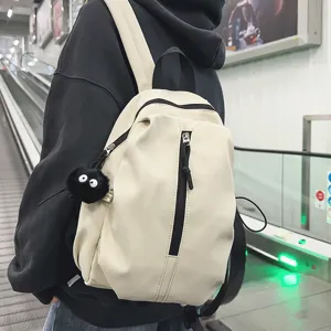 Unisex Lightweight Waterproof Nylon Backpack Casual Hiking Travel Daypack School Bag For Students Men Women With Plush Charm