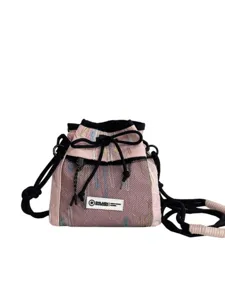Lässiger Outdoor Kordelzug Umhängetasche Eimerbeutel für Damen und Herren rosa Handytasche