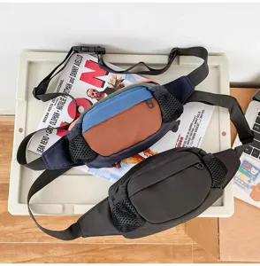 Borsa da petto tattica color-block multi-tasche borsa a tracolla casual per uomo e donna