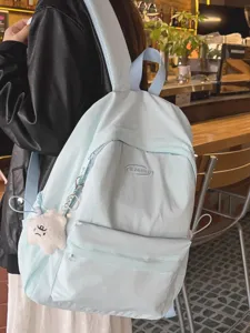 Lightweight minimalist solid color backpack casual versatile college student book bag daily use