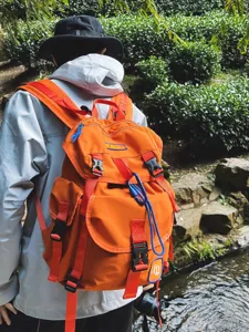 Sac a dos de randonnee orange grand capacite camping voyage sac de jour plein air