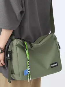 Japanese Workwear Style Nylon Messenger Bag Minimalist Solid Color Casual Crossbody Shoulder Bag For Students Men Women