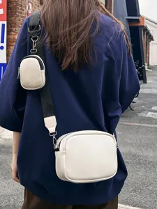 Mode PU Leer Crossbody Vierkante Tas Voor Dames Heren Unisex Casual Schoudertas Mobiele Telefoontas Met Mini Portemonnee