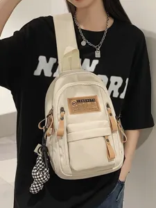 Casual canvas chest bag for women and men, stylish multi-functional sling backpack daily travel.