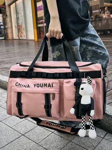 Grote capaciteit roze sport fitness tas reistas duffel bag met natte droge scheiding unisex