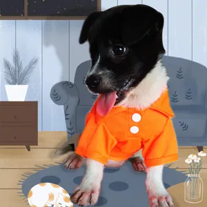 Atmungsaktives Hunde Polo Shirt Sommer Haustier Kleidung orange Welpe T-Shirt Oberteil