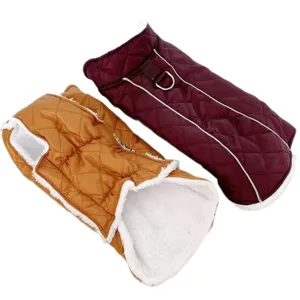 Dikke winterkatoenen jas voor huisdieren met gezellige fleecevoering, ideaal voor kleine honden.