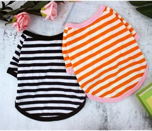 Sommer gestreiftes Haustier T-Shirt für kleine Hunde, atmungsaktive Welpenkleidung schwarz.