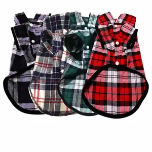 Printemps Été Vêtements pour Chien de Compagnie Chemise à Carreaux Classique Polyester Respirant Vêtement pour Chiot Costume Gilet Décontracté