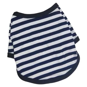 Niedliches gestreiftes Haustier Hund T-Shirt, klassische Marineblau weiße Kleidung für Welpen.
