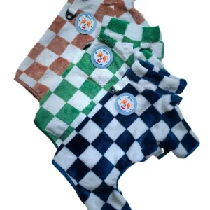 Warm fleece pet dog clothes four-legged winter apparel with cute checkered pattern design
