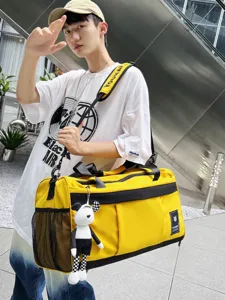 Large capacity sports travel duffel bag for men, outdoor fitness gym bag with shoulder strap.