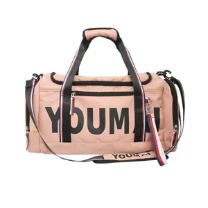 Pink gym duffel bag with dry wet separation, large capacity travel luggage bag for sports and travel.