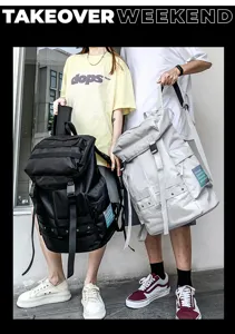 Large capacity street fashion backpack for men and women, casual outdoor sports casual bag.