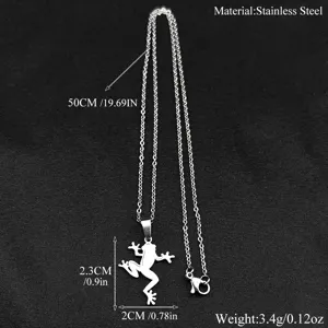 Edelstahl Frosch Anhanger Halskette mit 50cm Kette, schones Tier Schmuck Accessoire.