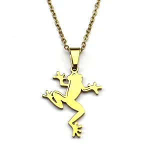 Goldene Frosch Edelstahle Kette suesse Tier Anhaenger modischer Schmuck Accessoire